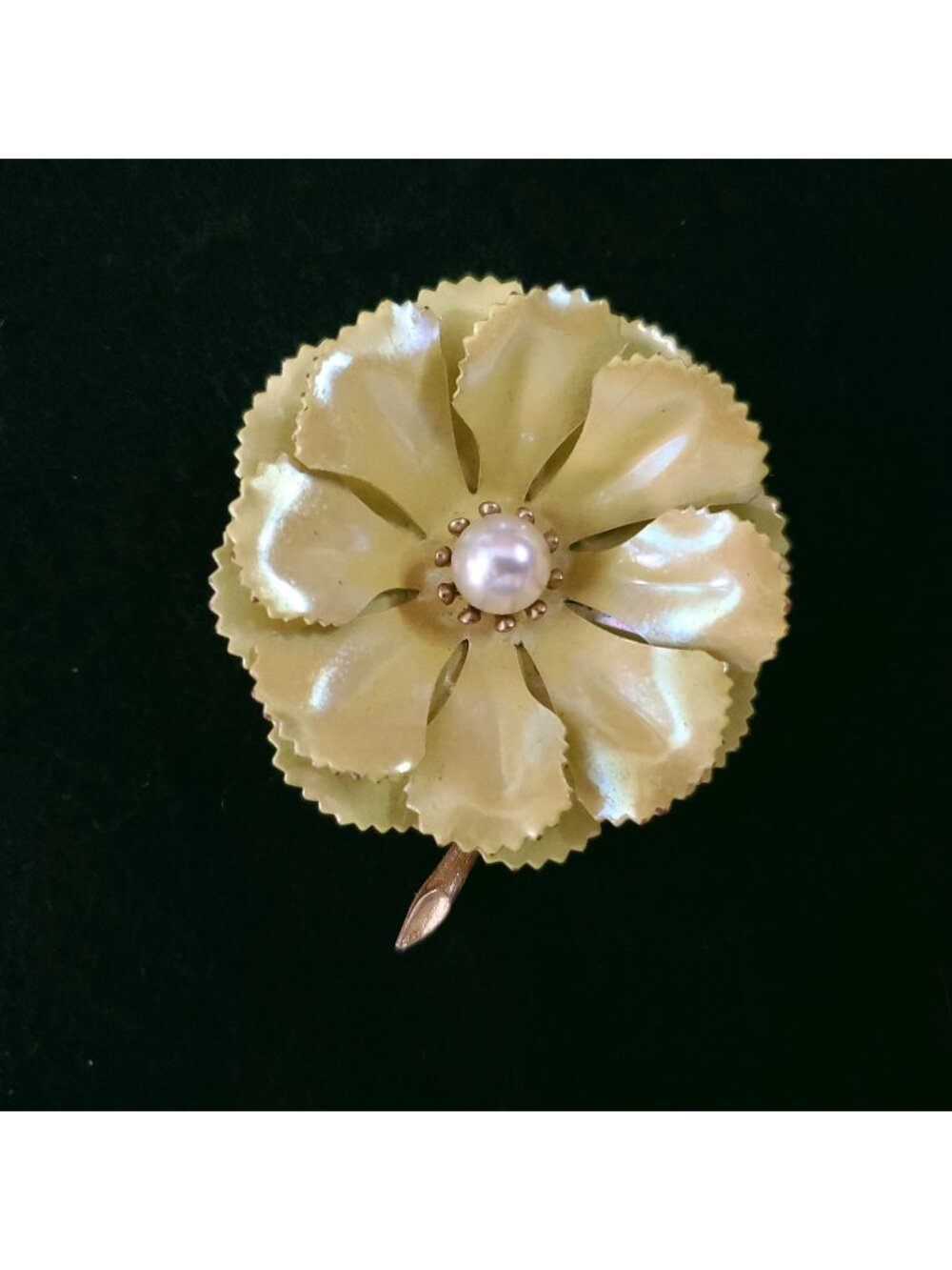 Vintage Coro Brooch Statement Flower Yellow Enamel 2.25"